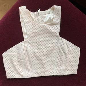 LF White Leather Crop Top